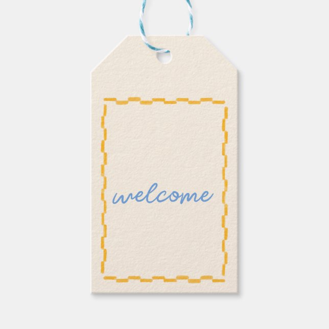 Etiqueta Baby Shower Amarillo y azul (Anverso)