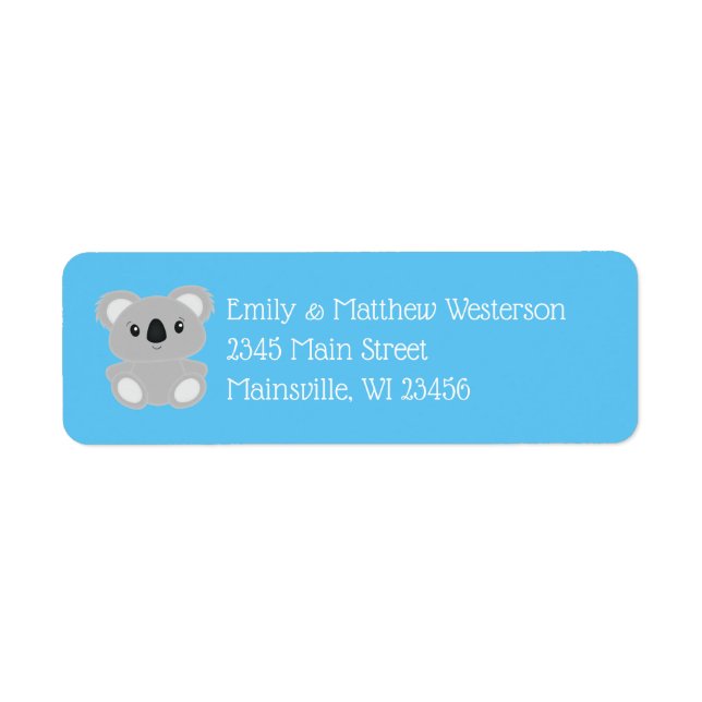 Etiqueta Baby Shower Blue Koala Bear (Frente)