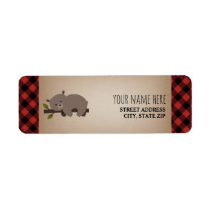 Etiqueta Baby Shower Búfalo Plaid Sleepy Bear