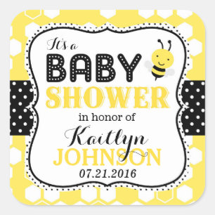 Etiqueta Baby Shower Bumble Bee Honeycomb
