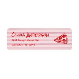 Etiqueta Baby Shower de bebé de ciao rosado con pizza de ma