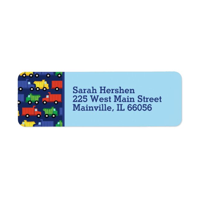 Etiqueta Baby Shower de camiones (Frente)