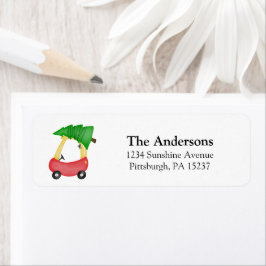 Etiqueta Baby Shower de coche de vacaciones rojas