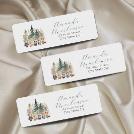 Etiqueta Baby Shower de color de agua de Woodland de presup