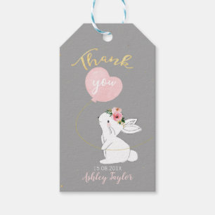 Etiqueta Baby Shower de conejito rosa