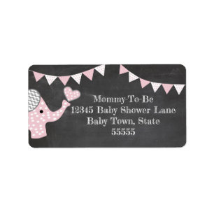 Etiqueta Baby Shower de Elefante Rosa