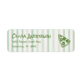 Etiqueta Baby Shower de entrega especial Pizza verde dibuja
