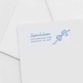 Etiqueta Baby Shower de Hand Drake Blue Bow Boy