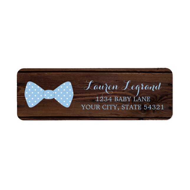 Etiqueta Baby Shower de Little Man | Rustic Wood Bowtie (Frente)