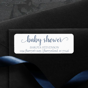 Etiqueta Baby Shower de moda Dirección Dusty Slate Blue R