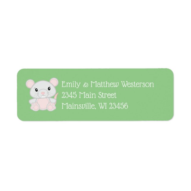 Etiqueta Baby Shower de mouse (Frente)