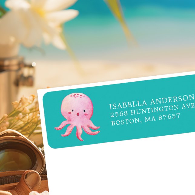 Etiqueta Baby Shower de Octopus Rosa (Subido por el creador)