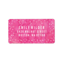 Etiqueta Baby Shower de puntos de color de agua rosa