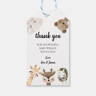 Etiqueta Baby Shower Favor, animales de Safari Jun