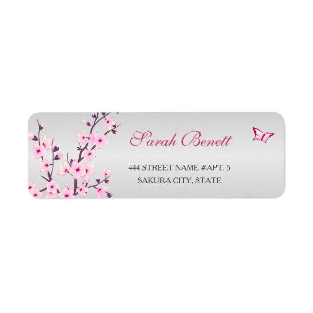 Etiqueta Baby Shower Floral Cherry Blossoms (Frente)
