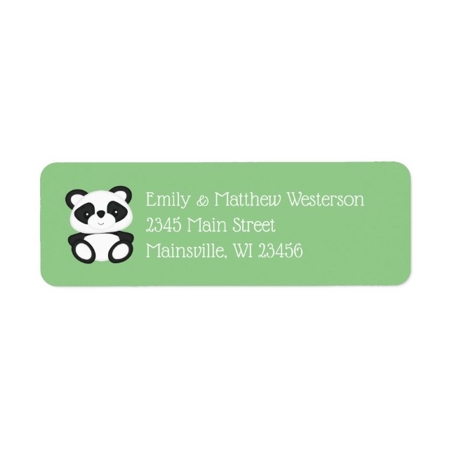 Etiqueta Baby Shower Green Panda Bear (Frente)