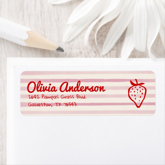 Etiqueta Baby Shower Hand Drawn Berry Sweet Strawberries (In situ)