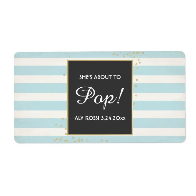 Etiqueta Baby Shower Mini Champagne Label Boy (Frente)