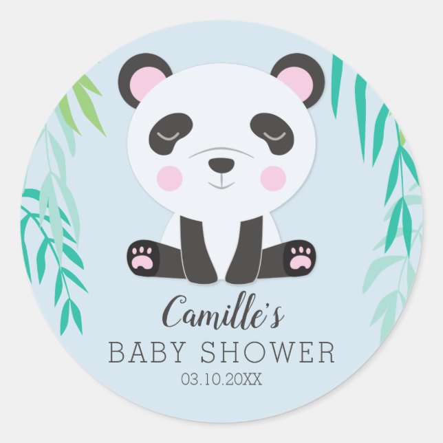Etiqueta Baby Shower Panda Bear Personalizada (Anverso)