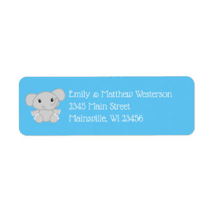 Etiqueta Baby Shower para elefantes azules