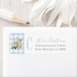 Etiqueta Baby Shower Preppy Southern Blue Boy Dog