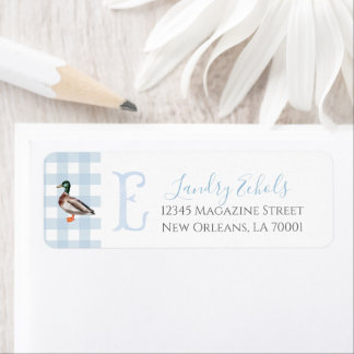 Etiqueta Baby Shower Preppy Southern Blue Boy Duck