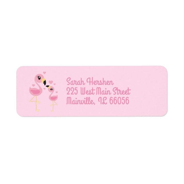 Etiqueta Baby Shower rosa Flamingo (Frente)