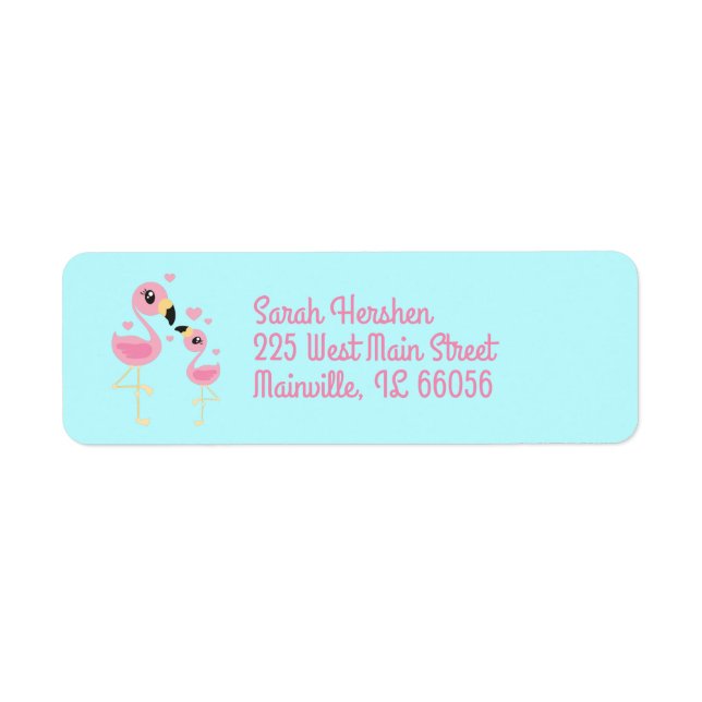Etiqueta Baby Shower rosa Flamingo (Frente)