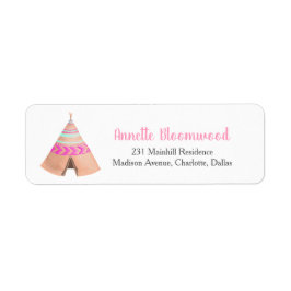 Etiqueta Baby Shower rosado tribal Teepee