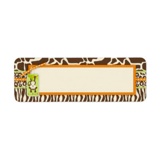 Etiqueta Baby Shower Safari Monkey Animal Print