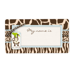Etiqueta Baby Shower Safari Monkey Animal Print