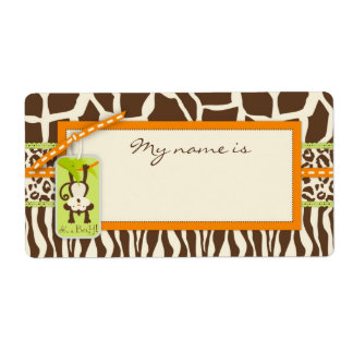 Etiqueta Baby Shower Safari Monkey Animal Print
