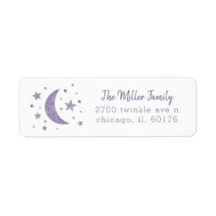 Etiqueta Baby Shower Stars Moon Lavender