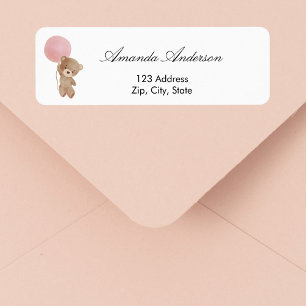 Etiqueta Baby Shower teddy bear return address
