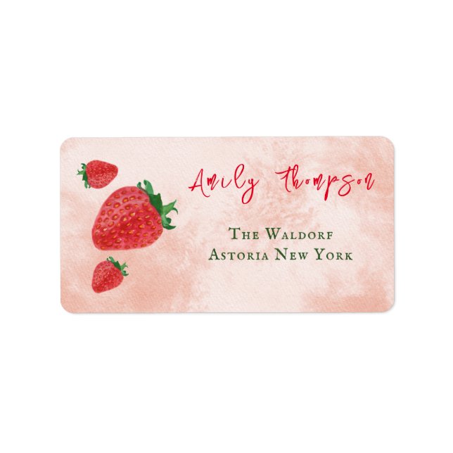 Etiqueta Baby Shower verde rojo de fresa suave (Frente)