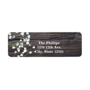Etiqueta Baby's Breath Floral & Dark Rustic Wood Wedding