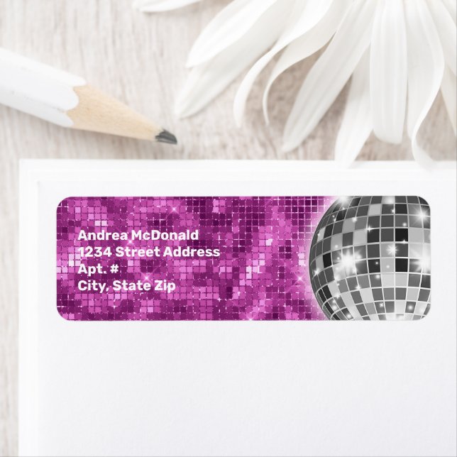 Etiqueta Bachelorette Retro Hot Pink Disco de 70 (In situ)