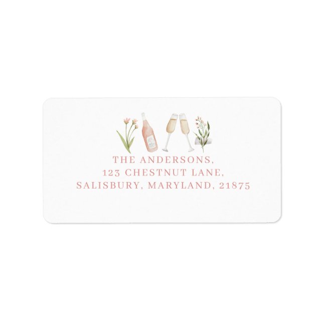 Etiqueta Bachillerato de champán moderno y rosa (Frente)