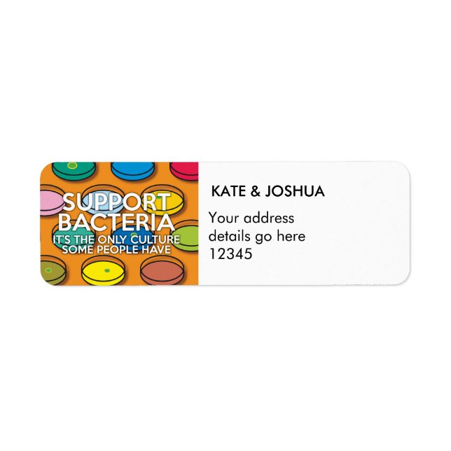 Etiqueta BACTERIAS de SOPORTE personalizadas ciencia (Frente)