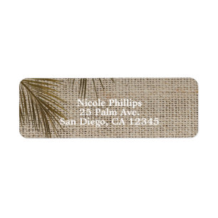 Etiqueta Bahama Breeze Palm Rústica Burlap Boda