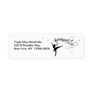 Etiqueta Bailarina bailando con notas musicales