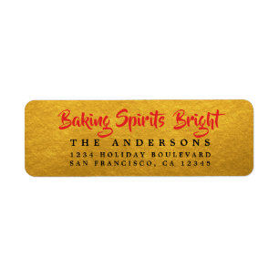 Etiqueta Baking Spirit Bright Gold Holiday Label