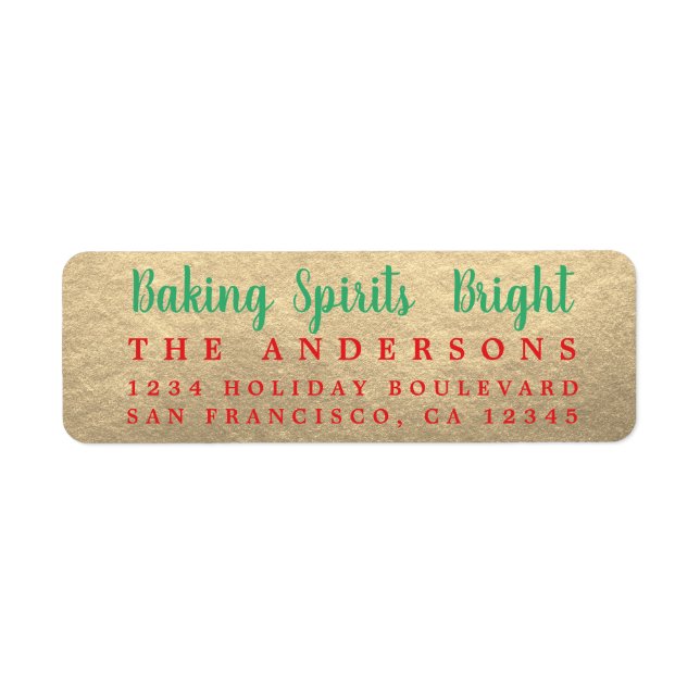 Etiqueta Baking Spirit Bright Gold Holiday Label (Frente)