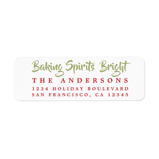 Etiqueta Baking Spirit Bright Holiday Label (Frente)