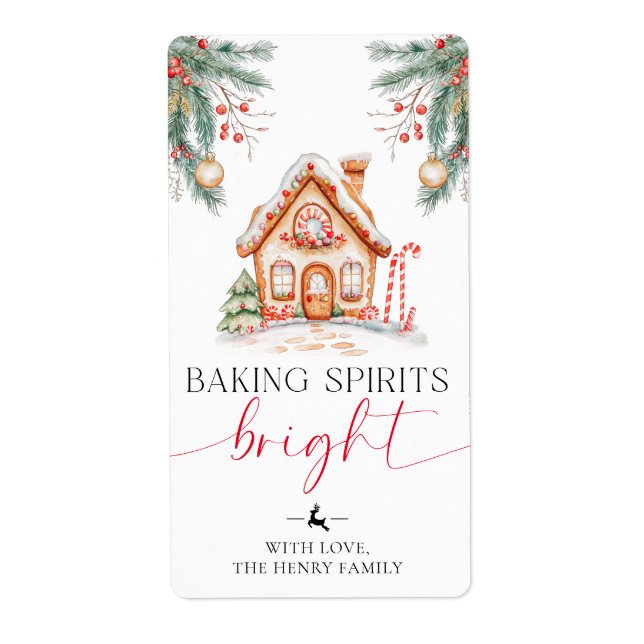 Etiqueta Baking Spirits Navidades brillantes Regalos Pegati (Frente)