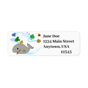 Etiqueta Ballena Personalizado sonriente y linda