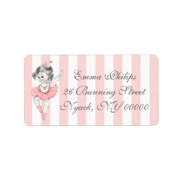 Etiqueta Ballet de raya blanca rosada Ballerina
