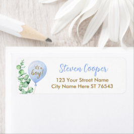 Etiqueta Balloon It's A Boy Baby Shower Return Address