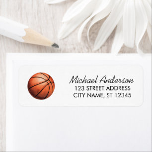 Etiqueta Balón de baloncesto con acuarela de moda Dirección