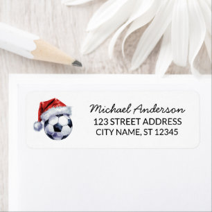 Etiqueta Balón de fútbol de Navidad Santa dirección de devo